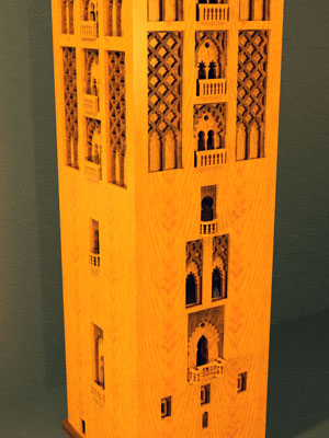 Sketchup rendering of scroll saw plans for the wooden model of the Giralda in Sevilla Spain