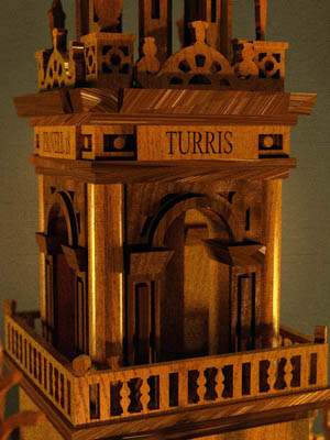 clock section of the Giralda wooden model for scroll saw