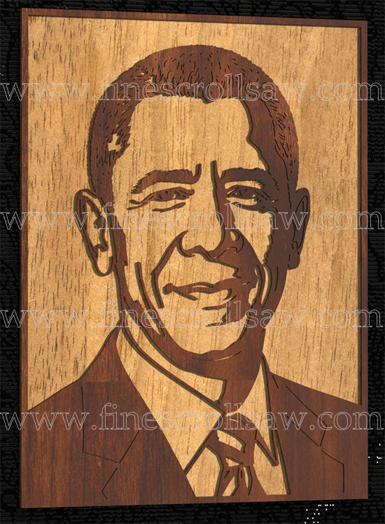 scroll saw portrait of US president Barack Obama