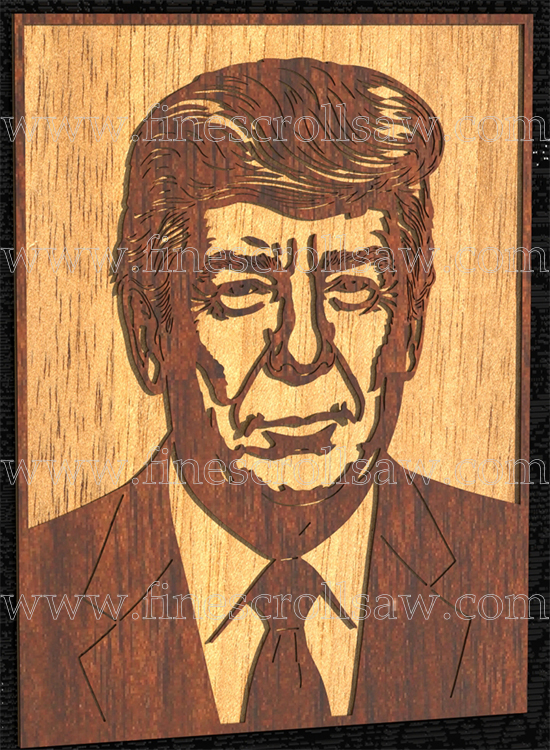 scroll saw portrait of US president Donald Trump