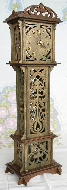 Grandfather clock, scroll saw fretwork pattern