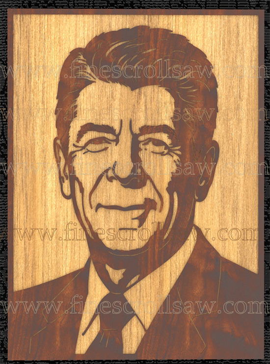 scroll saw portrait of US president Ronald Reagan